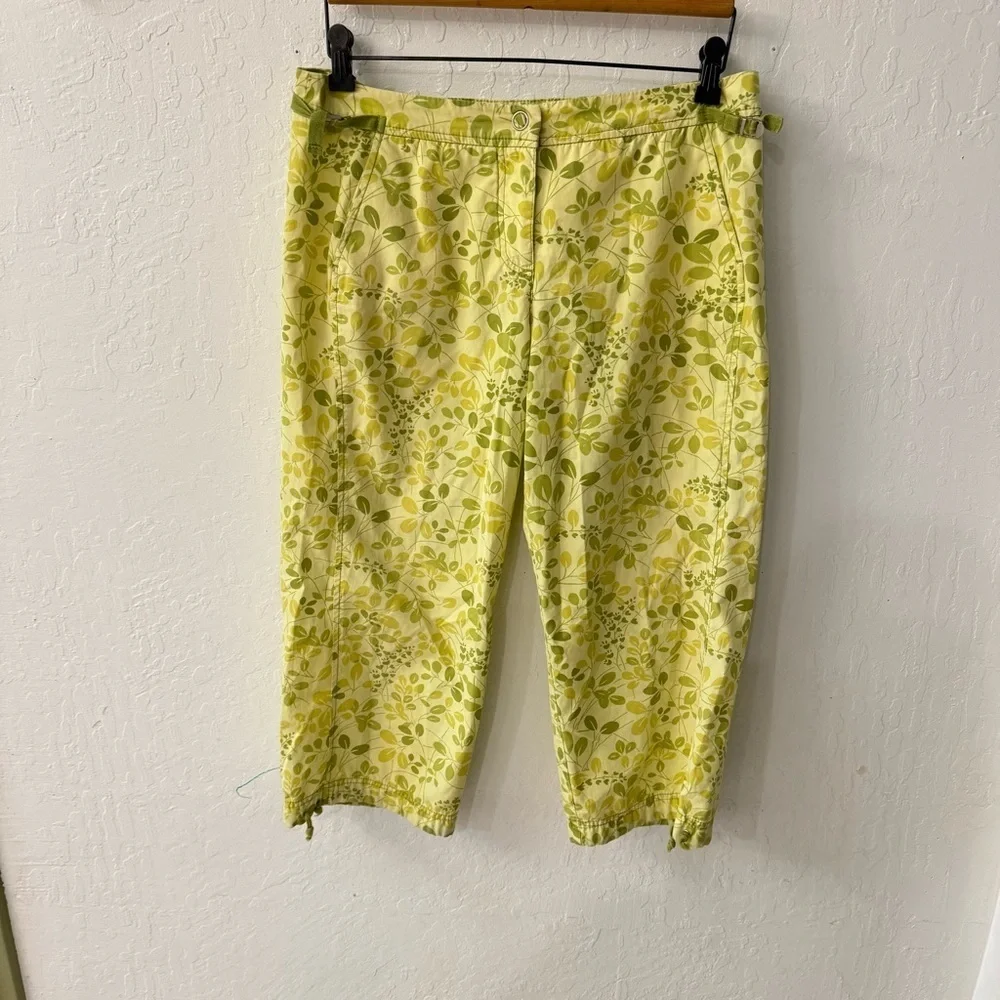 Vintage Anthropologie Elevenses 8 Floral Cotton Cargo Crop Pants